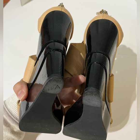 Diane Von Furstenberg Opal Wedge DVF Leather Strap Zip Patent Platform Heels 7.5 - Picture 13 of 17